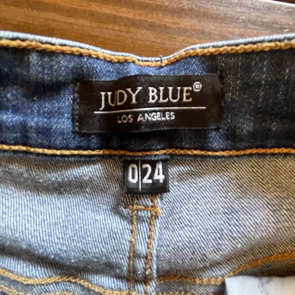 Judy Blue Slim Fit Jeans 0/24 Distressed Medium Wash Mid Rise Stretch Denim - Picture 10 of 13